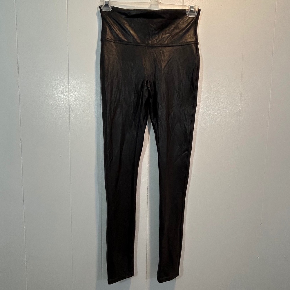 Spanx Faux Leather Leggings Black High Waisted Petite Small S/P‎ 20241R